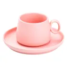 Кружка с блюдцем в нордическом стиле фарфоровая 300 мл, розовый