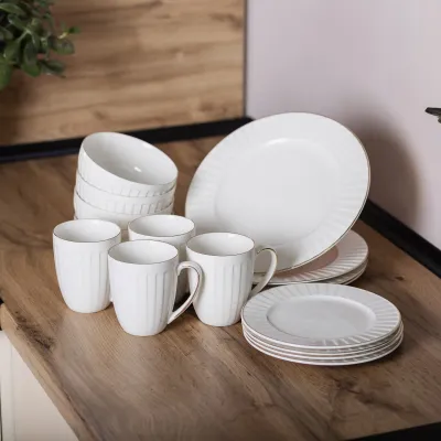 Столовий сервіз на 4 персони порцеляновий Luxe, білий Столовий сервіз на 4 персони порцеляновий Luxe, білий