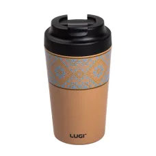 Термочашка Вишиванка 380 мл з кришкою на защіпці, коричневий