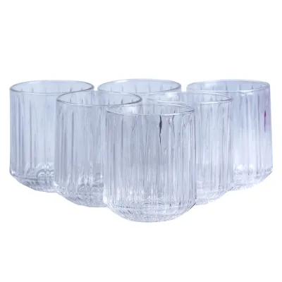 Набір склянок для віскі ребристих 6 штук по 315 мл, прозорий