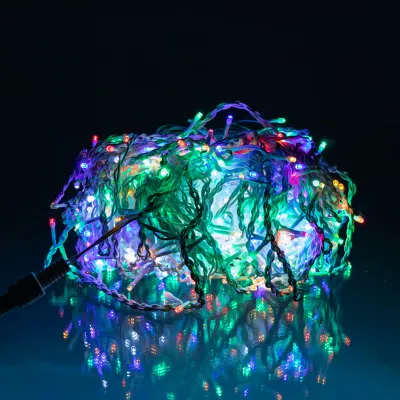 Гирлянда Бахрома уличная 600 LED 36 м от сети белая нить, мультиколор