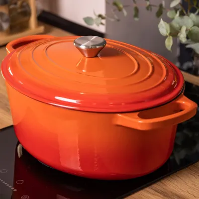 Гусятниця чавунна з емальованим покриттям 6 л, помаранчевий Гусятниця чавунна з емальованим покриттям 6 л, помаранчевий