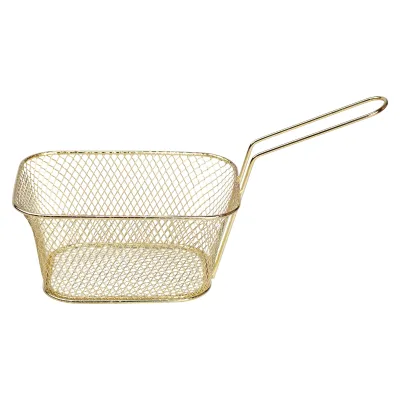 Кошик сервірувальний для фрі та снеків 14*10,5*6,5 см з гальванічним покриттям, золото