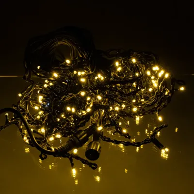 Гірлянда Бахрома вулична 200 LED 12 м від мережі чорна нитка, жовтий Гірлянда Бахрома вулична 200 LED 12 м від мережі чорна нитка, жовтий