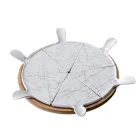 Блюдо для пиццы фарфоровое на вращающейся подставке, белый мрамор