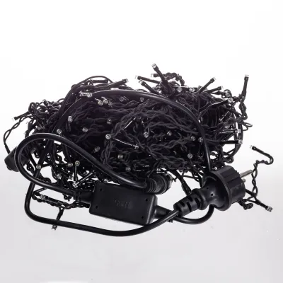 Гірлянда Бахрома вулична 200 LED 12 м від мережі чорна нитка, білий