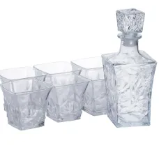 Набор для напитков графин и 6 стаканов для напитков из толстого стекла, прозрачный
