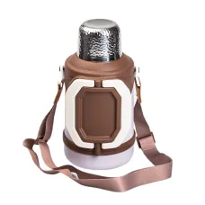 Термос походный Vacuum Cup 1,5 л с флип крышкой и складными ручками, коричневый