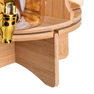 Диспенсер для напоїв потрійний 5,5 л на бамбуковій підставці Диспенсер для напоїв потрійний 5,5 л на бамбуковій підставці