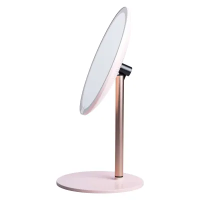 Косметическое зеркало с LED-подсветкой и USB 21 см, розовый