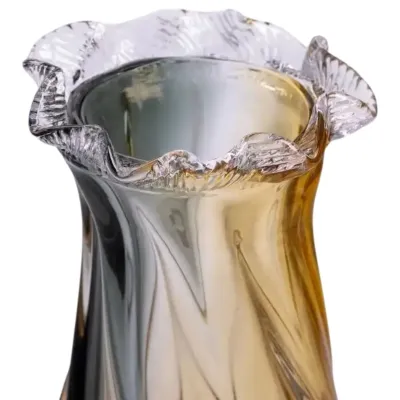 Ваза ручної роботи Lilly скляна 21 см, жовто-сірий Ваза ручної роботи Lilly скляна 21 см, жовто-сірий