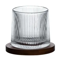 Стакан-доф для виски 300 мл с бамбуковой подставкой, vertical strip