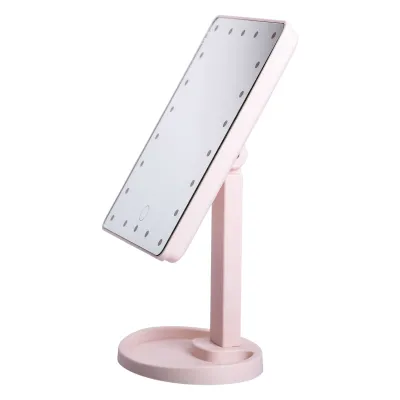 Косметическое зеркало с LED-подсветкой 22 светодиода, розовый Косметическое зеркало с LED-подсветкой 22 светодиода, розовый