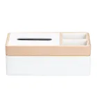 Салфетница-органайзер из эко-кожи 3 отделения, белый с бежевым