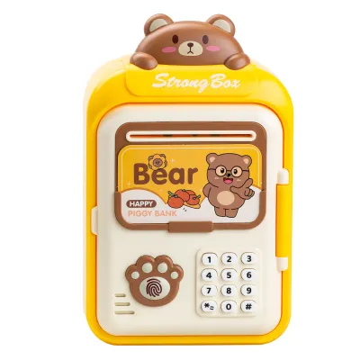 Копилка-сейф детская Bear с кодовым замком и отпечатком пальца, желтый
