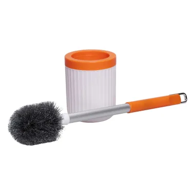 Йоржик для унитаза настенный с подставкой, оранжевый