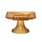 Тортовница из толстого стекла на ножке 16*16*9 см квадратная, коричневый