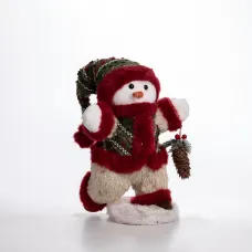 Новогодняя фигурка Снеговик в пиджаке текстильная 19*17*40 см