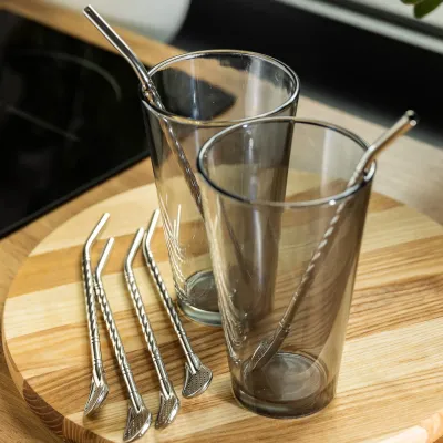 Набор бомбилий для мате 6 штук из нержавеющей стали, хром