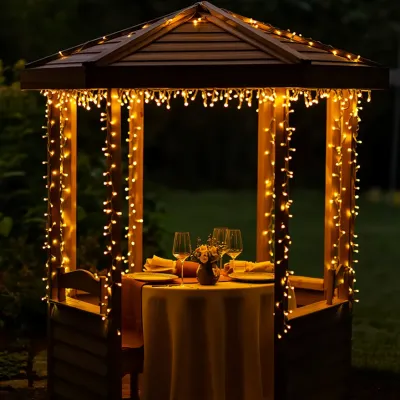 Гірлянда Нитка вулична 300 LED 30 м на сонячній батареї чорна, жовтий Гірлянда Нитка вулична 300 LED 30 м на сонячній батареї чорна, жовтий