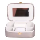 Шкатулка-органайзер для украшений из экокожи с накидным замком 20х14х7 см, серебряный