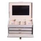 Кейс-шкатулка для украшений на кнопке 22,5х15,5х13 см из экокожи, серый