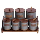 Набор банок для сыпучих продуктов 7 штук по 300/800 мл на бамбуковой подставке, серый