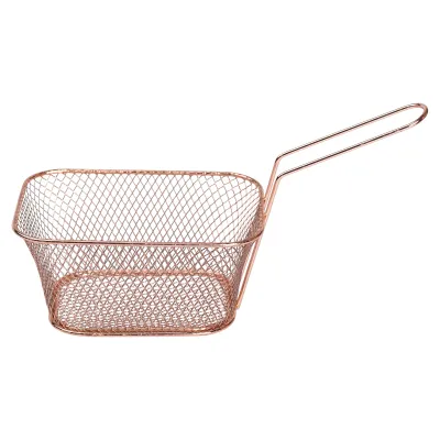 Кошик сервірувальний для фрі та снеків 14*10,5*6,5 см з гальванічним покриттям, рожевий