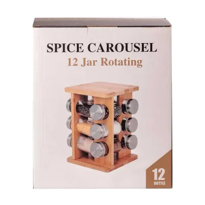 Набір ємностей для спецій 12 баночок по 100 мл на дерев'яній підставці 