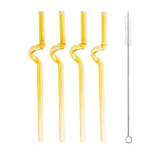 Набор стеклянных соломинок для напитков 19,5 см 4 штуки