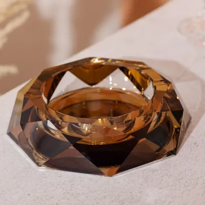 Попільничка скляна Crystal Glass кругла, золотистий Попільничка скляна Crystal Glass кругла, золотистий