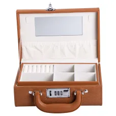 Кейс-органайзер для украшений с кодовым замком 24х16х9,5 см из экокожи, терракот