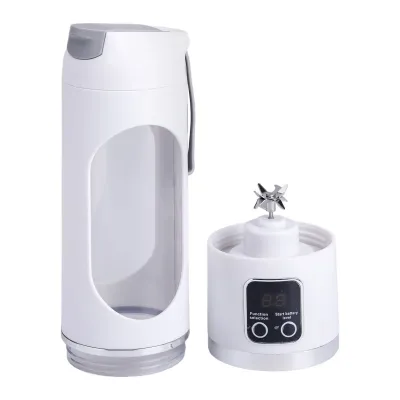 Блендер-шейкер портативний 2 в 1 для коктейлів 450 мл з USB-зарядкою, білий