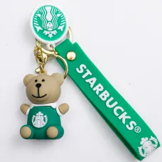Брелок для ключей Мишка Старбакс 3,5*4,5 см, зеленый