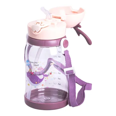 Детская бутылочка для воды 550 мл с ремешком, розовый