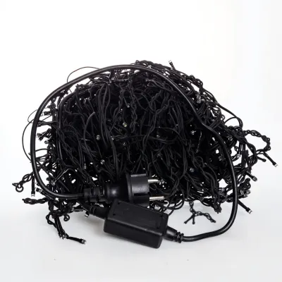 Гірлянда Бахрома вулична 405 LED 25 м від мережі чорна нитка, білий