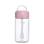 Пляшка-шейкер електрична 380 мл прозора з ручкою, рожевий