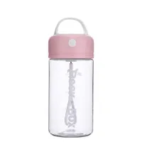 Пляшка-шейкер електрична 380 мл прозора з ручкою, рожевий
