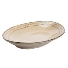 Блюдо сервировочное фарфоровое 29*19 см в ретро стиле, бежевый