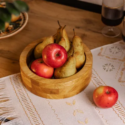 Миска для подачи круглая 25 см, дуб