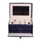 Кейс-шкатулка для украшений на кнопке 22,5х15,5х13 см из экокожи, синий