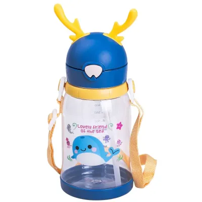 Детская бутылочка для воды 550 мл с ремешком, синий