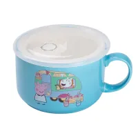 Миска для локшини порцелянова Summer Time 770 мл з герметичною кришкою, блакитний