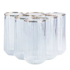 Набор стаканов Lirmartur высоких фигурных 6 штук по 380 мл с декором, прозрачный