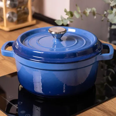 Кокотница чугунная с эмалированным покрытием 3 л, синий