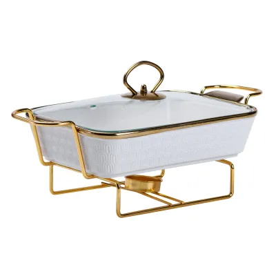 Мармитница фарфоровая прямоугольная 1л, белый