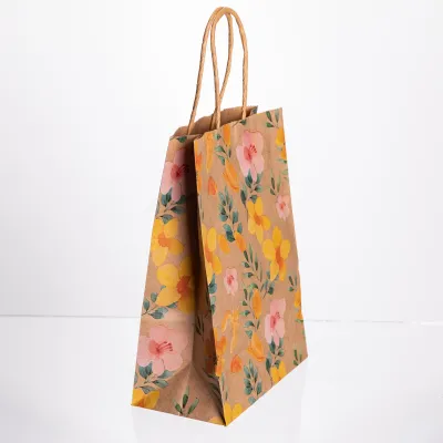 Подарочный пакет 15*8*21 см крафтовый 12 штук в упаковке, желтый