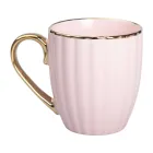 Чашка фарфоровая 420 мл с золотой ручкой, розовый