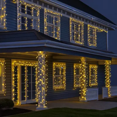 Гирлянда Нить уличная 500 LED 50 м черная, желтый