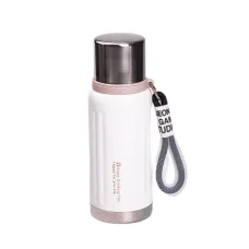 Термос Enjoy 600 мл с флип крышкой и ремешком, белый